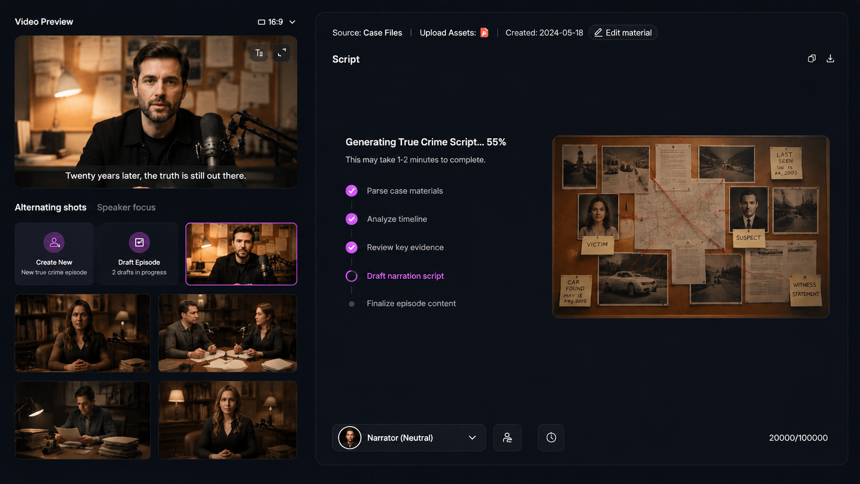 Generate and Edit a Narrative Script