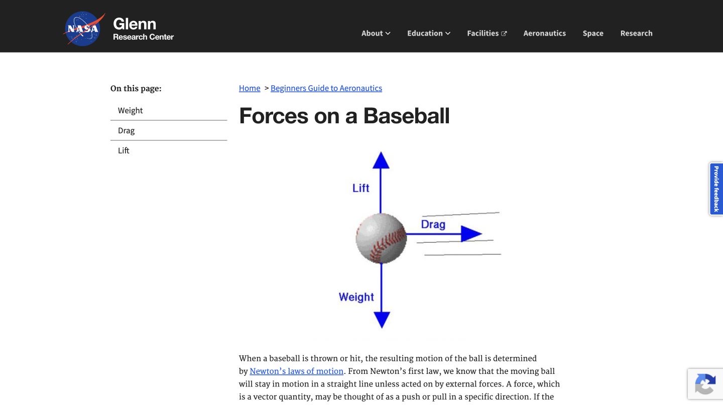 Forces on a Baseball website preview