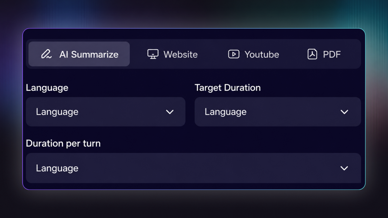 Start from Prompts, URLs, PDFs, or Decks
