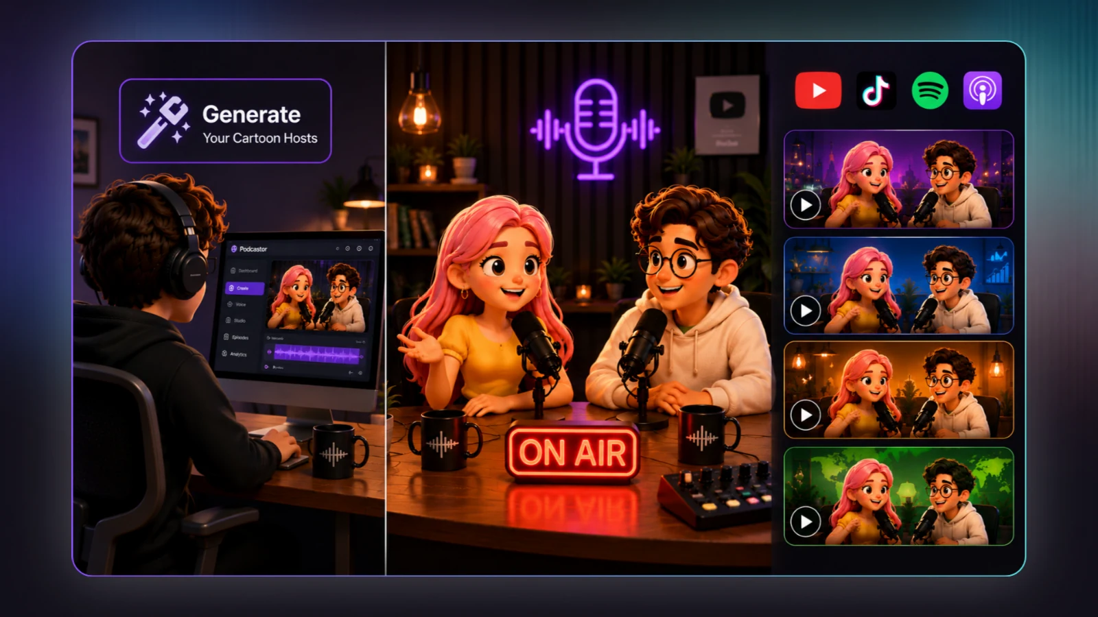 Start a Faceless Podcast with Cartoon Characters
