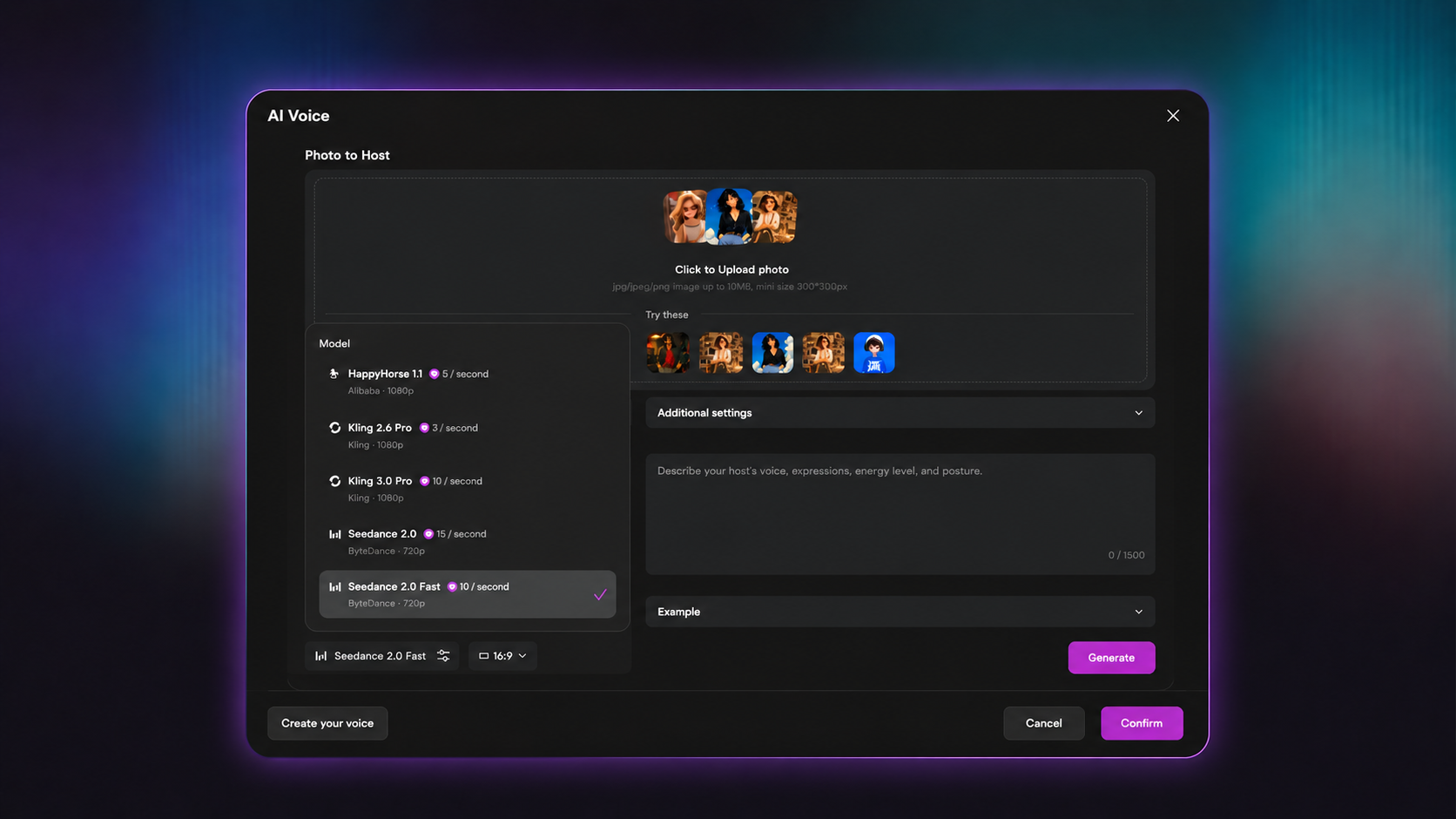 Choose or Create Your AI Host