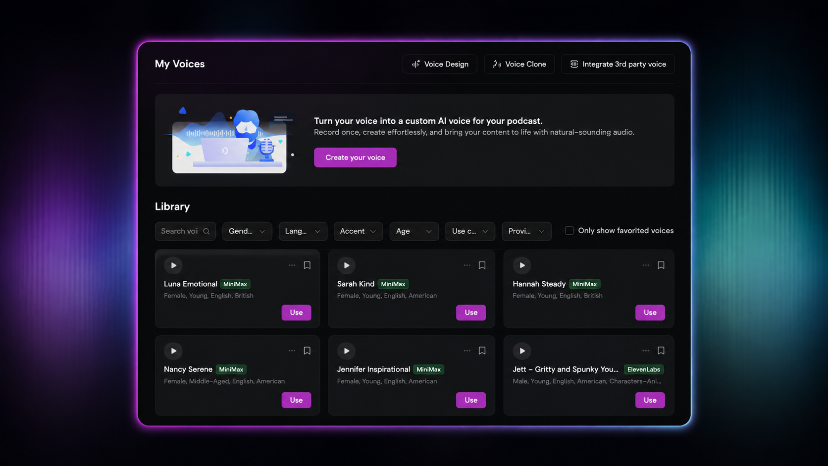 Choose a Voice and Generate Audio