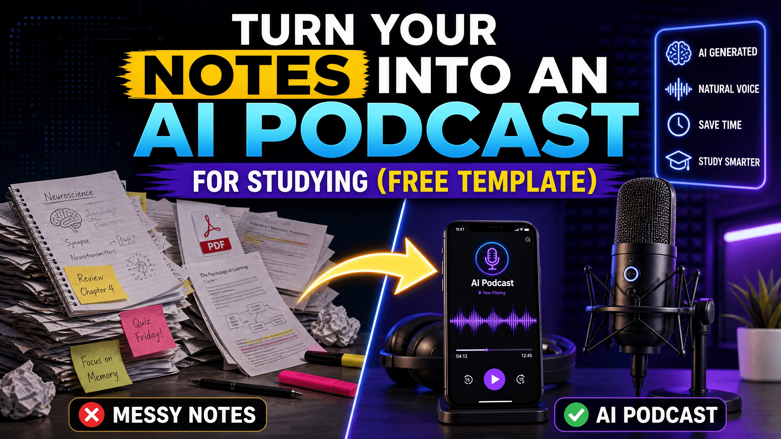Turn Your Notes into an AI Podcast for Studying (Free Template)